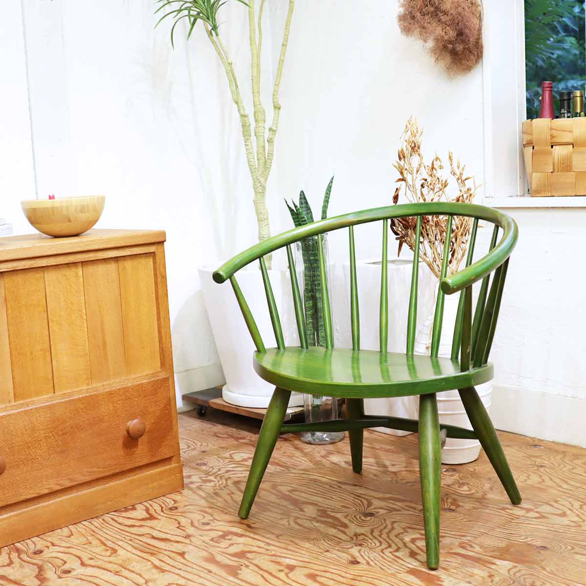 アームチェア グリーン ヴィンテージ スポークチェア