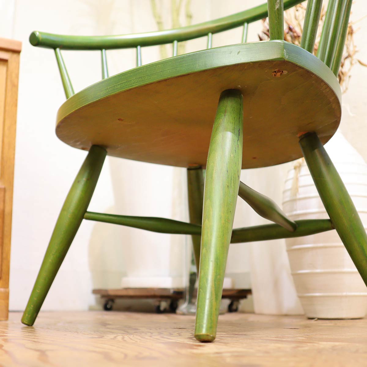 アームチェア グリーン ヴィンテージ スポークチェア