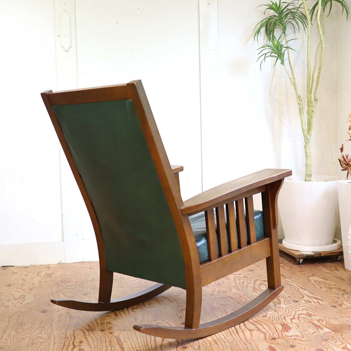 フレックススチ―ル・インダストリ―ズ / Flexsteel Industries ロッキングチェア 本革 グリーン 中古