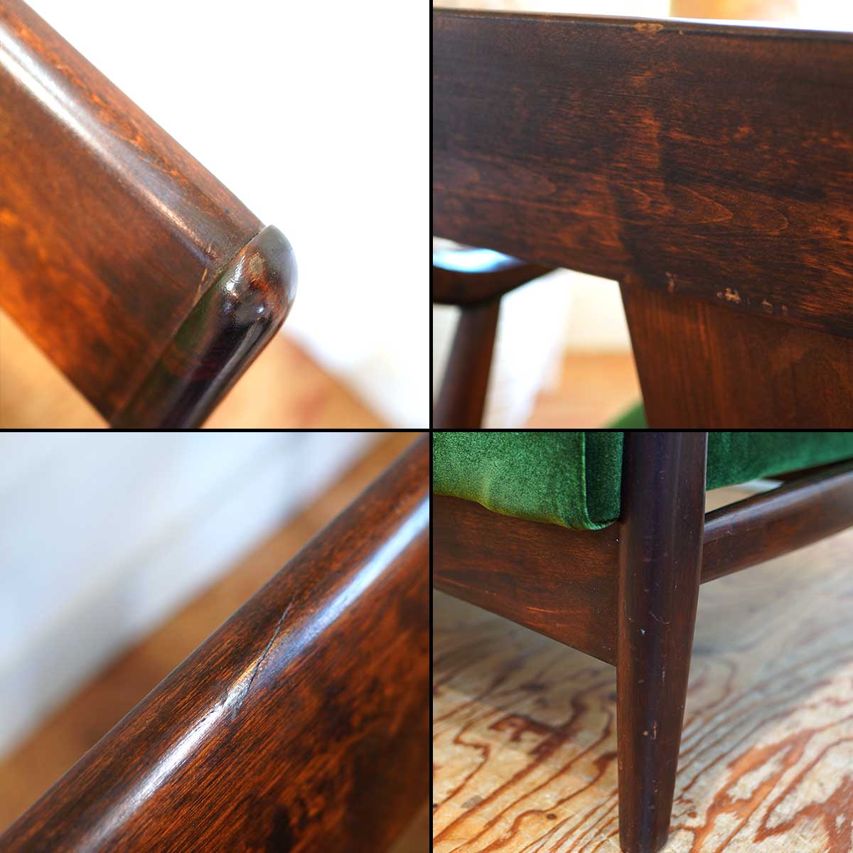 松本民芸家具 3人掛け ソファ #77型 曲肘 布張 グリーン ヴィンテージ