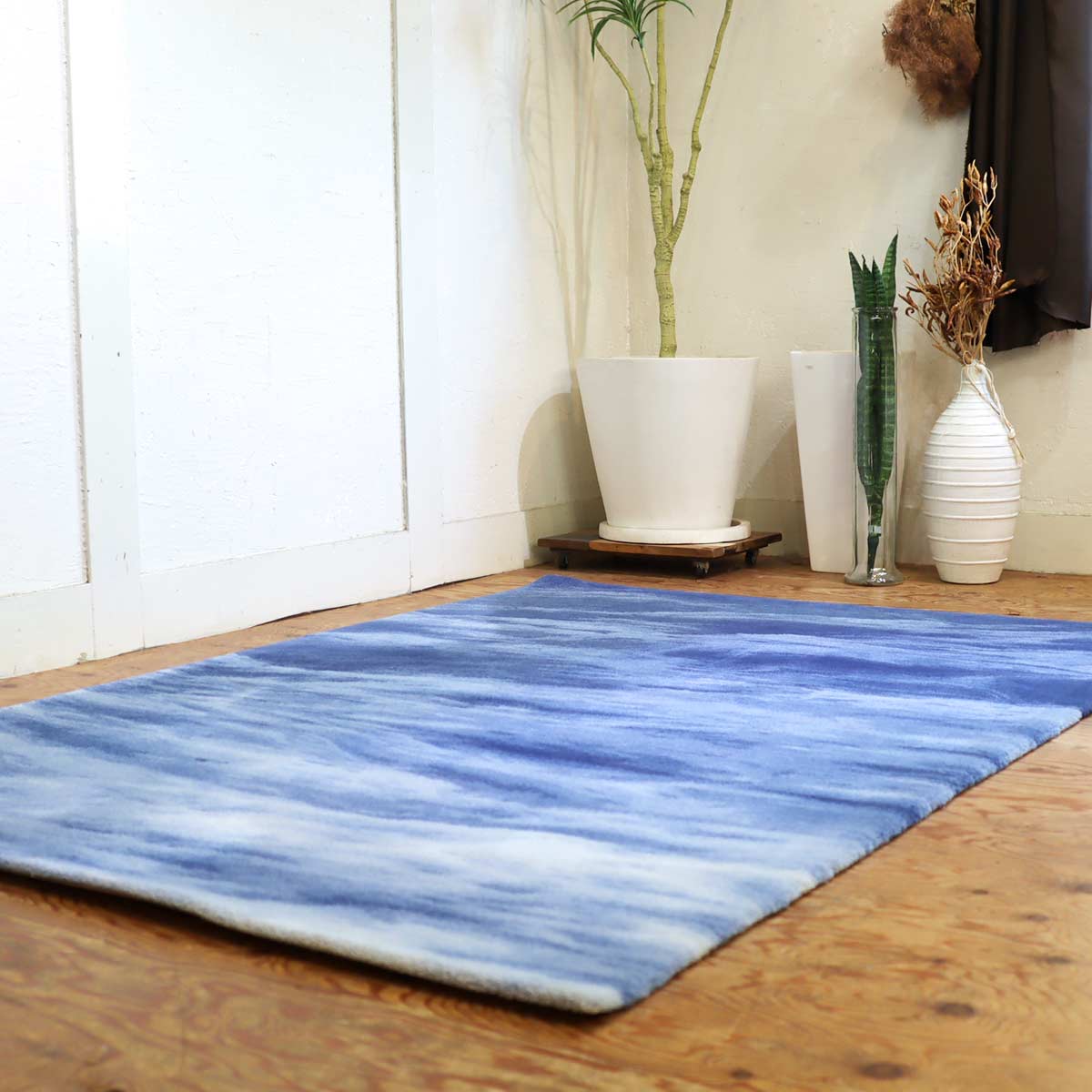 オリエンタルカーペット 山形緞通 UMI-Dark Blue M 絨毯 CF-0529-0007 中古