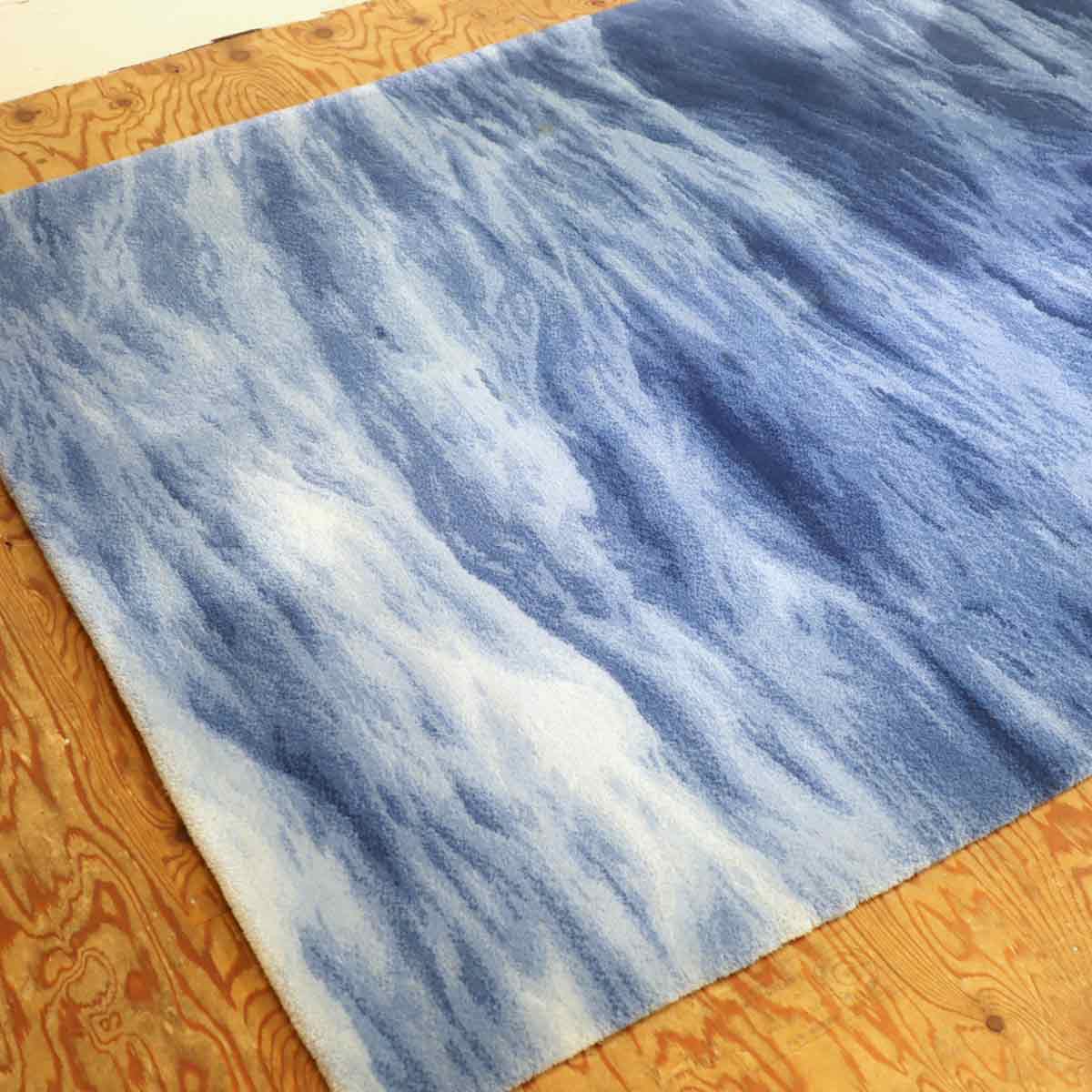 オリエンタルカーペット 山形緞通 UMI-Dark Blue M 絨毯 CF-0529-0007 中古