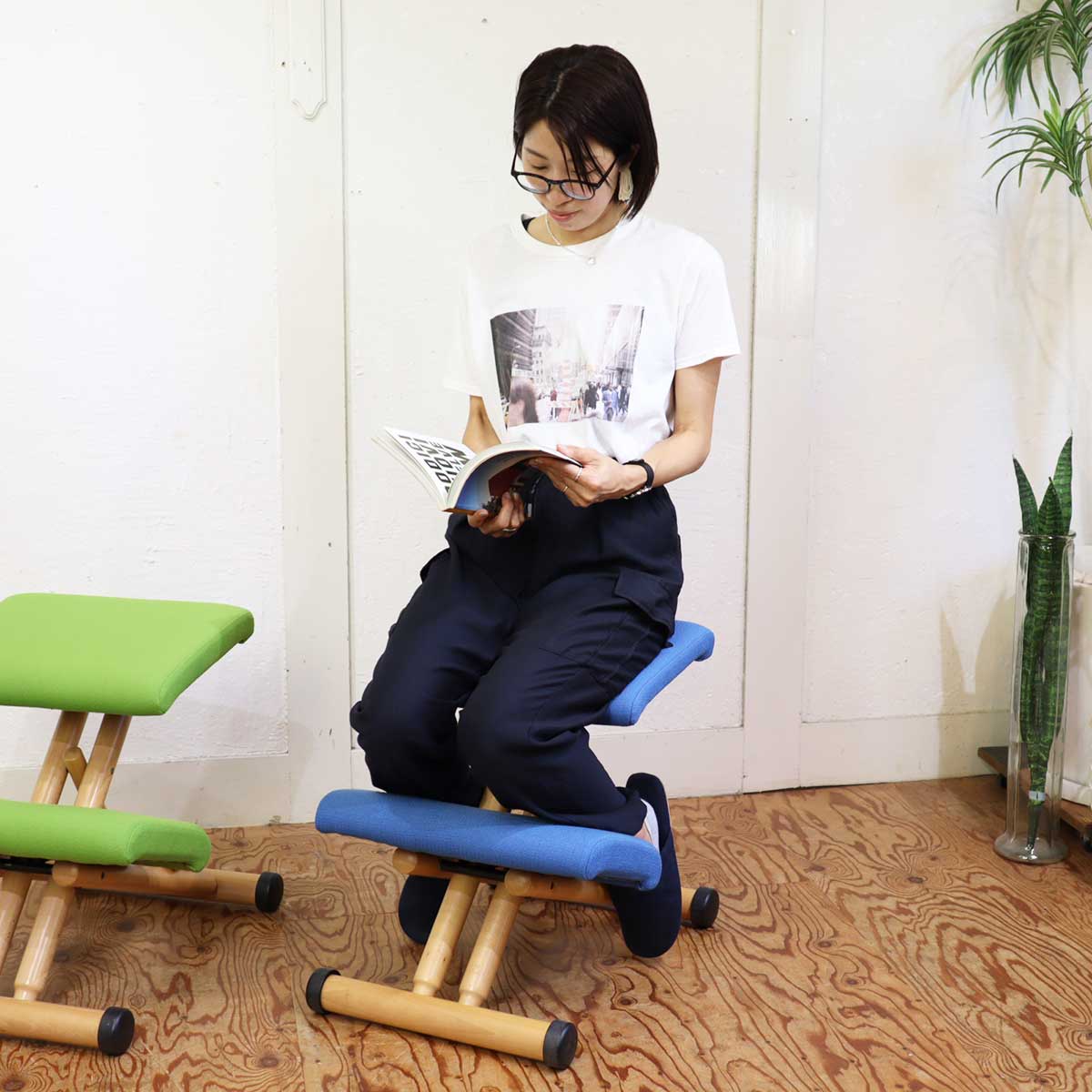 ヴァリエール / VARIER バランスチェア マルチ・バランス / MULTI ブルー ジュニアアタッチメント付 ピーター・オプスヴィック ストッケ 中古