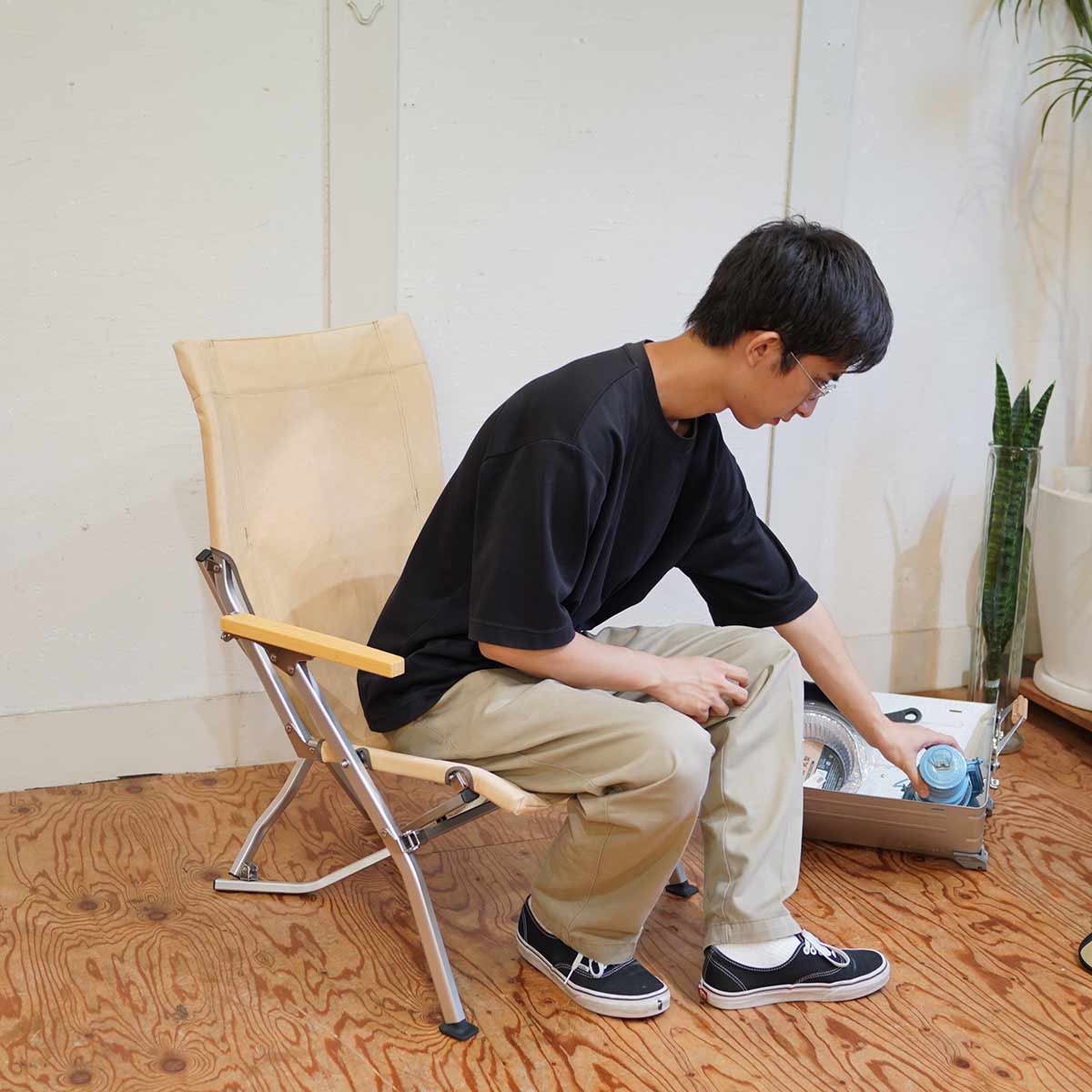 スノーピーク / snow peak ローチェア30 カーキ 折りたたみチェア 収納ケース付 LV-090KH 中古