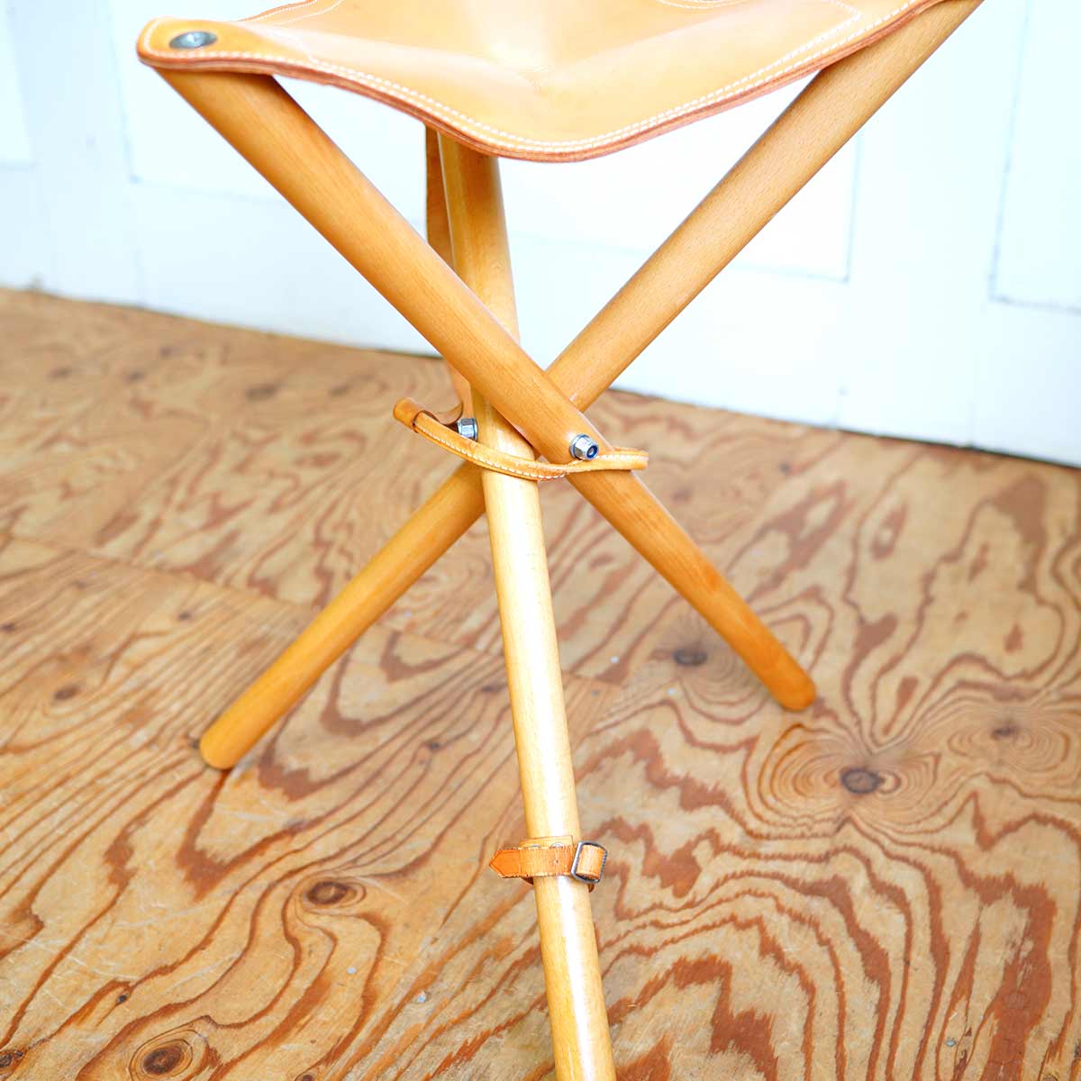 ハンティングチェア スツール 本革 アウトドア キャンプ 中古