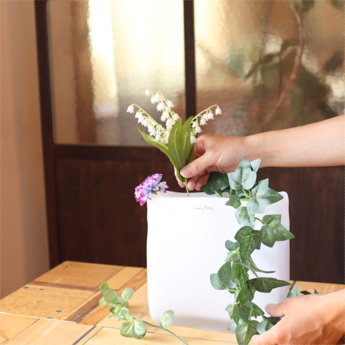 ヘンリーディーン / Henry Dean スクエアXSシリーズ フラワーベース ガラス 花器 ベルギー 中古