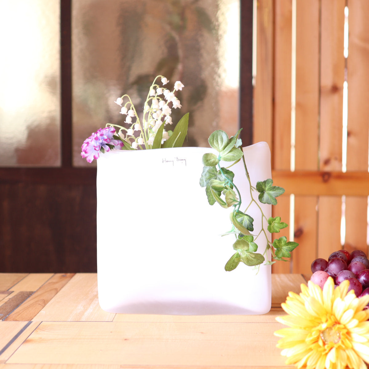 ヘンリーディーン / Henry Dean スクエアXSシリーズ フラワーベース ガラス 花器 ベルギー 中古