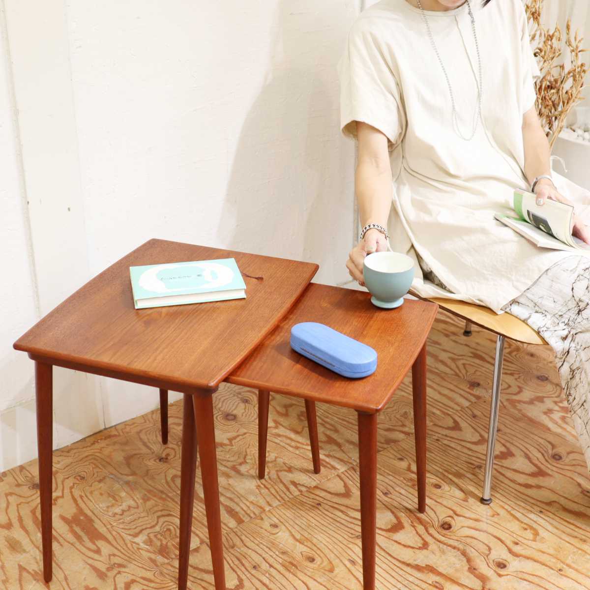 ネストテーブル コーヒーテーブル デンマーク チーク材 ヴィンテージ