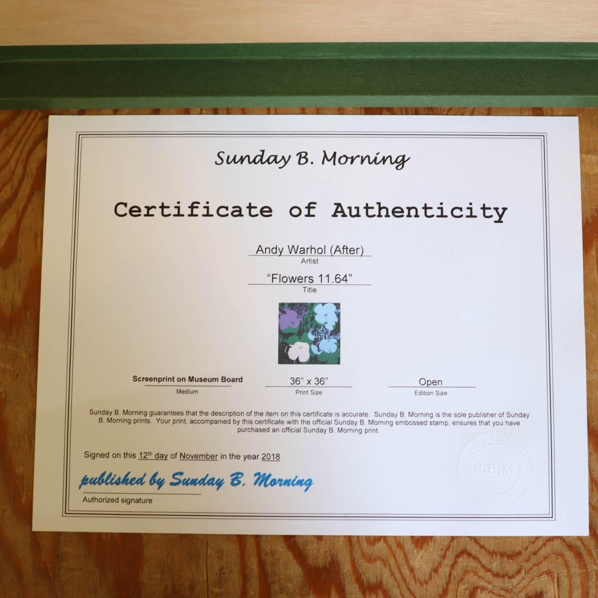 版画 サンデーBモーニング 「Flower11.64」アンディ・ウォーホル シルクスクリーン 保証書あり 中古