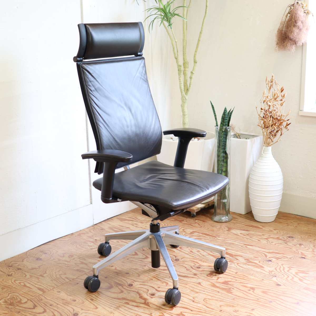 SEDUS / セダス OPEN UP ハイバックチェア 黒革 ワークチェア 中古