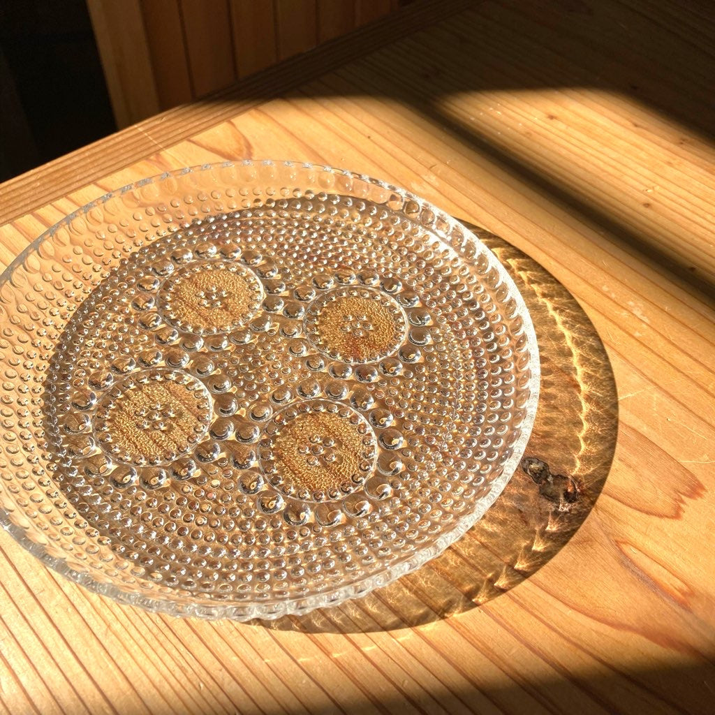 リーヒマエンラシ / Riihimäen Lasi グラッポニア プレート クリア17㎝ ヴィンテージ