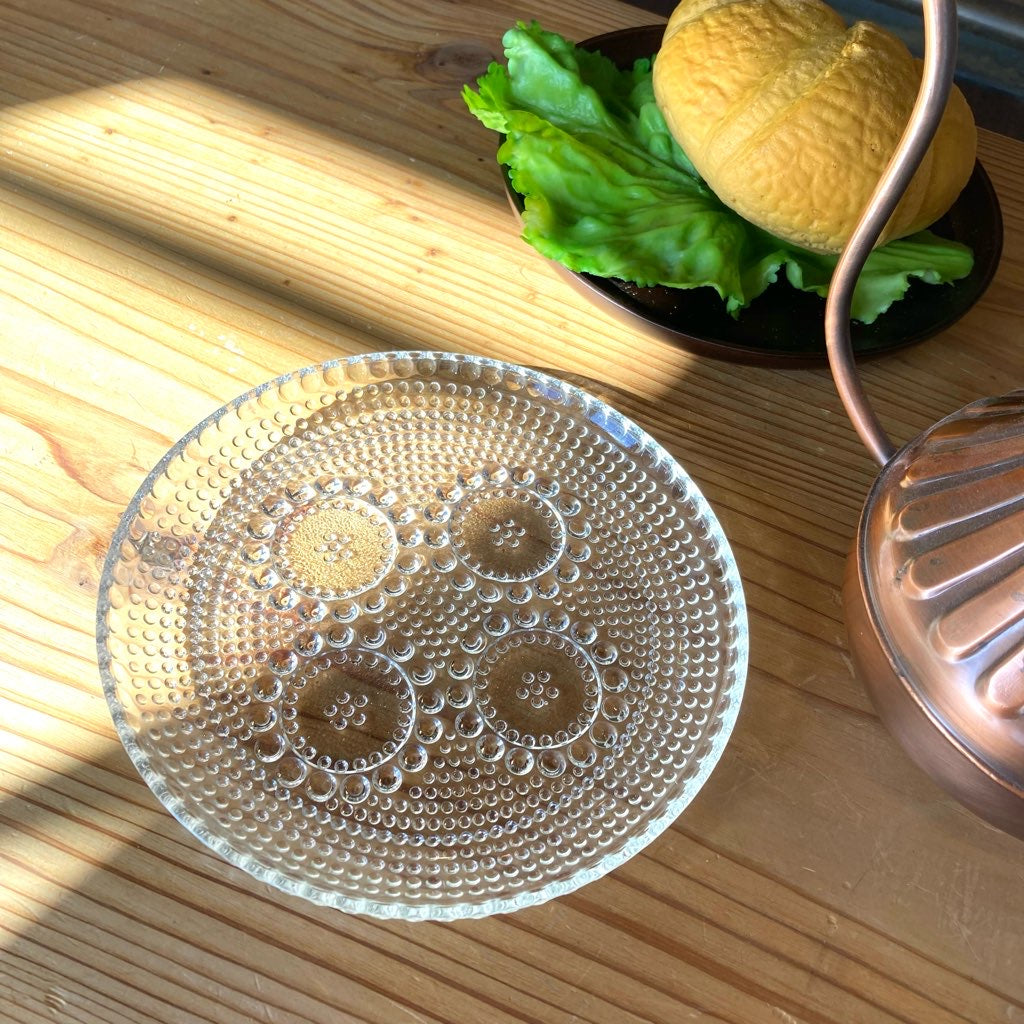 リーヒマエンラシ / Riihimäen Lasi グラッポニア プレート クリア17㎝ ヴィンテージ