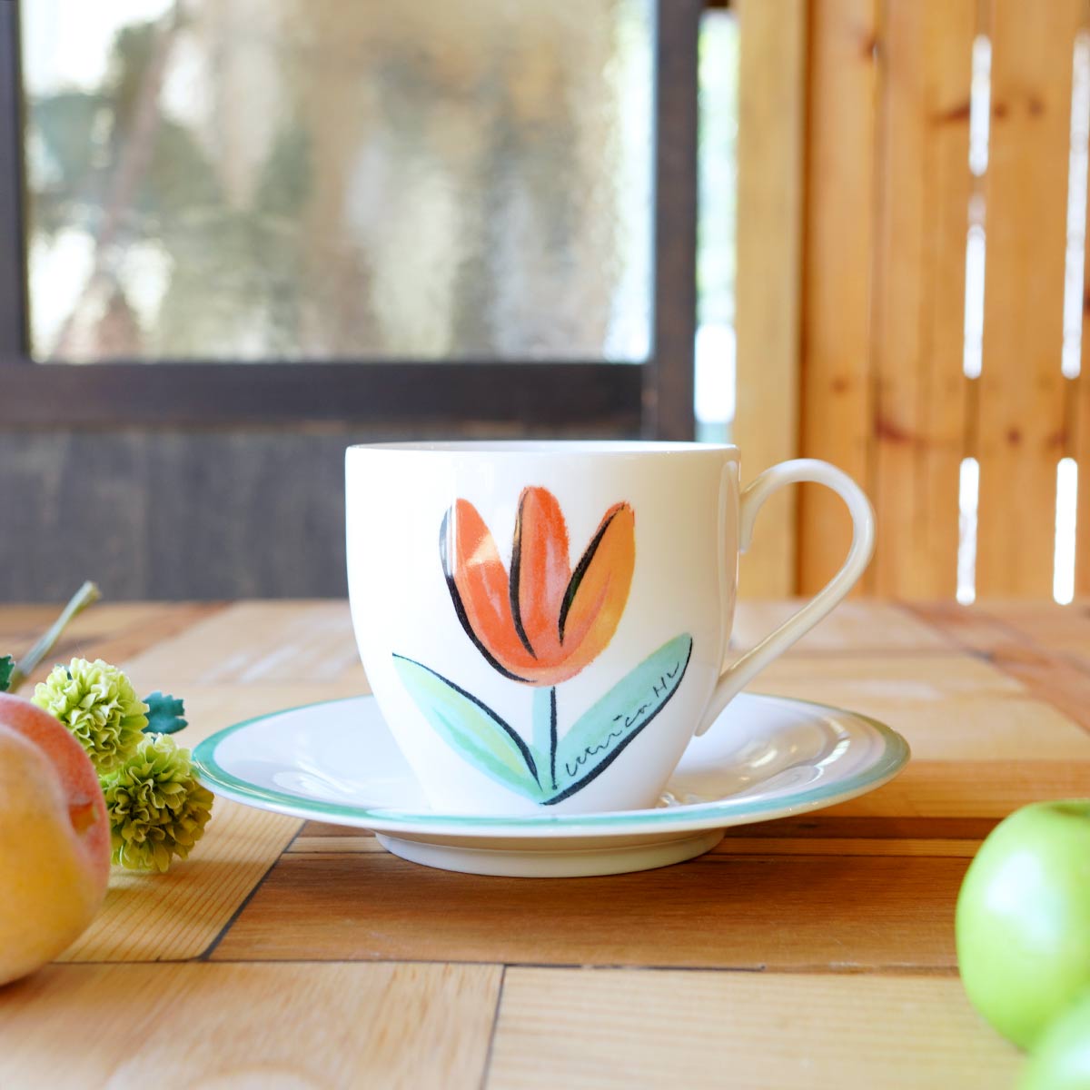 ウルリカ・ヒードマン・ヴァリーン / Ulrica Hydman-Vallien チューリップ カップ&ソーサー レッド 北欧 ヴィンテージ