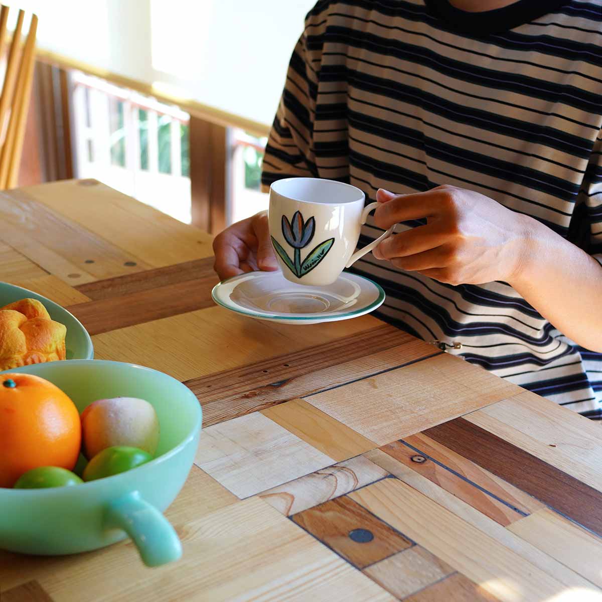 ウルリカ・ヒードマン・ヴァリーン / Ulrica Hydman-Vallien チューリップ カップ&ソーサー ブルー 北欧 ヴィンテージ