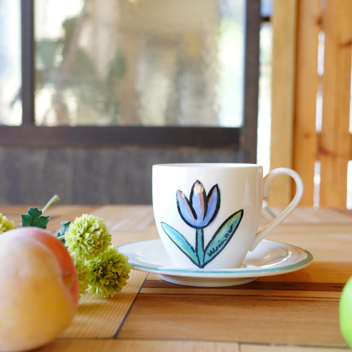 ウルリカ・ヒードマン・ヴァリーン / Ulrica Hydman-Vallien チューリップ カップ&ソーサー ブルー 北欧 ヴィンテージ