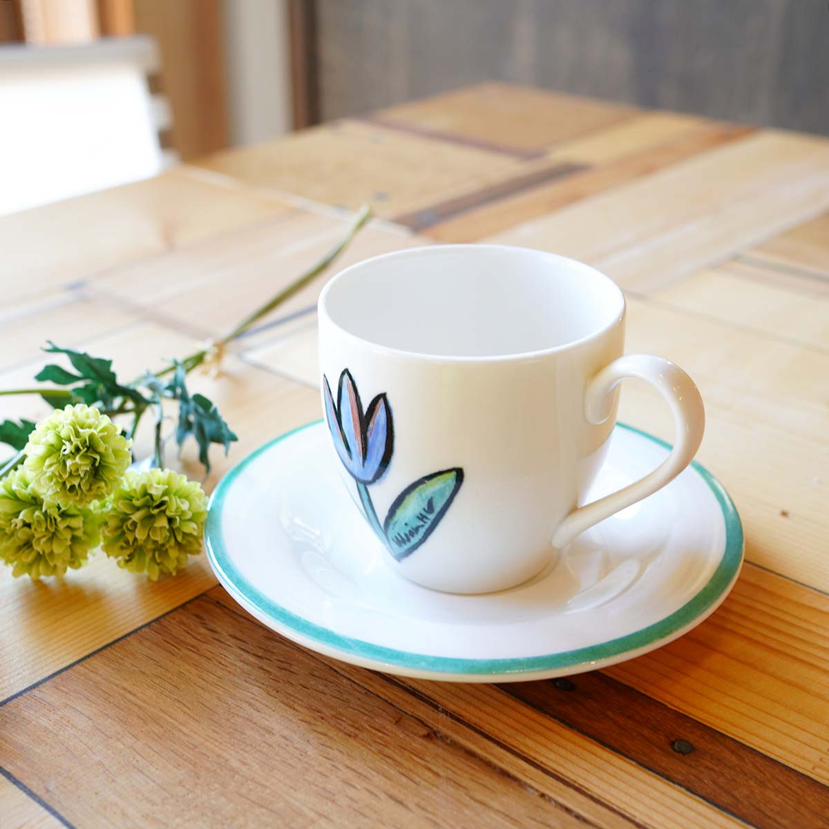 ウルリカ・ヒードマン・ヴァリーン / Ulrica Hydman-Vallien チューリップ カップ&ソーサー ブルー 北欧 ヴィンテージ