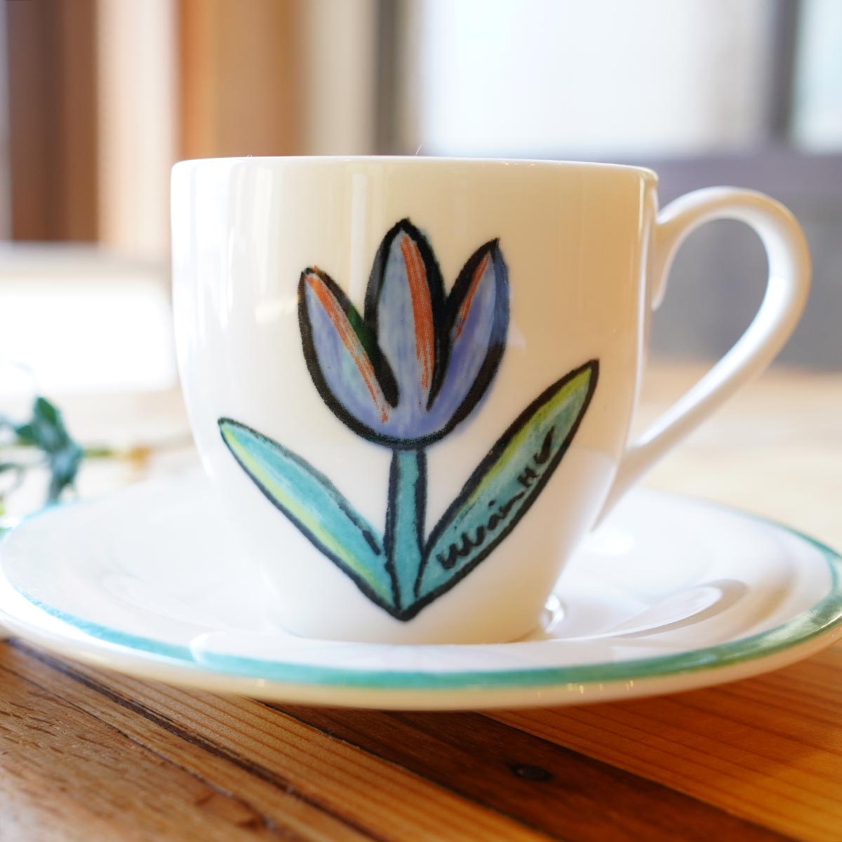 ウルリカ・ヒードマン・ヴァリーン / Ulrica Hydman-Vallien チューリップ カップ&ソーサー ブルー 北欧 ヴィンテージ