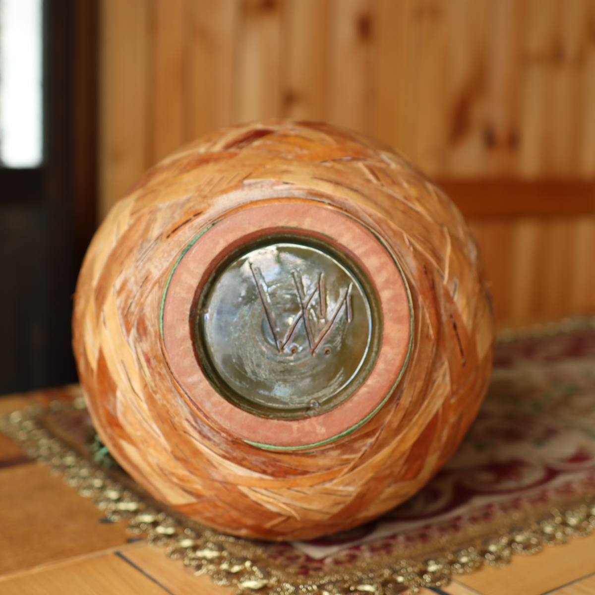 ピッチャー フラワーベース 白樺樹皮 陶器 リトアニア 中古