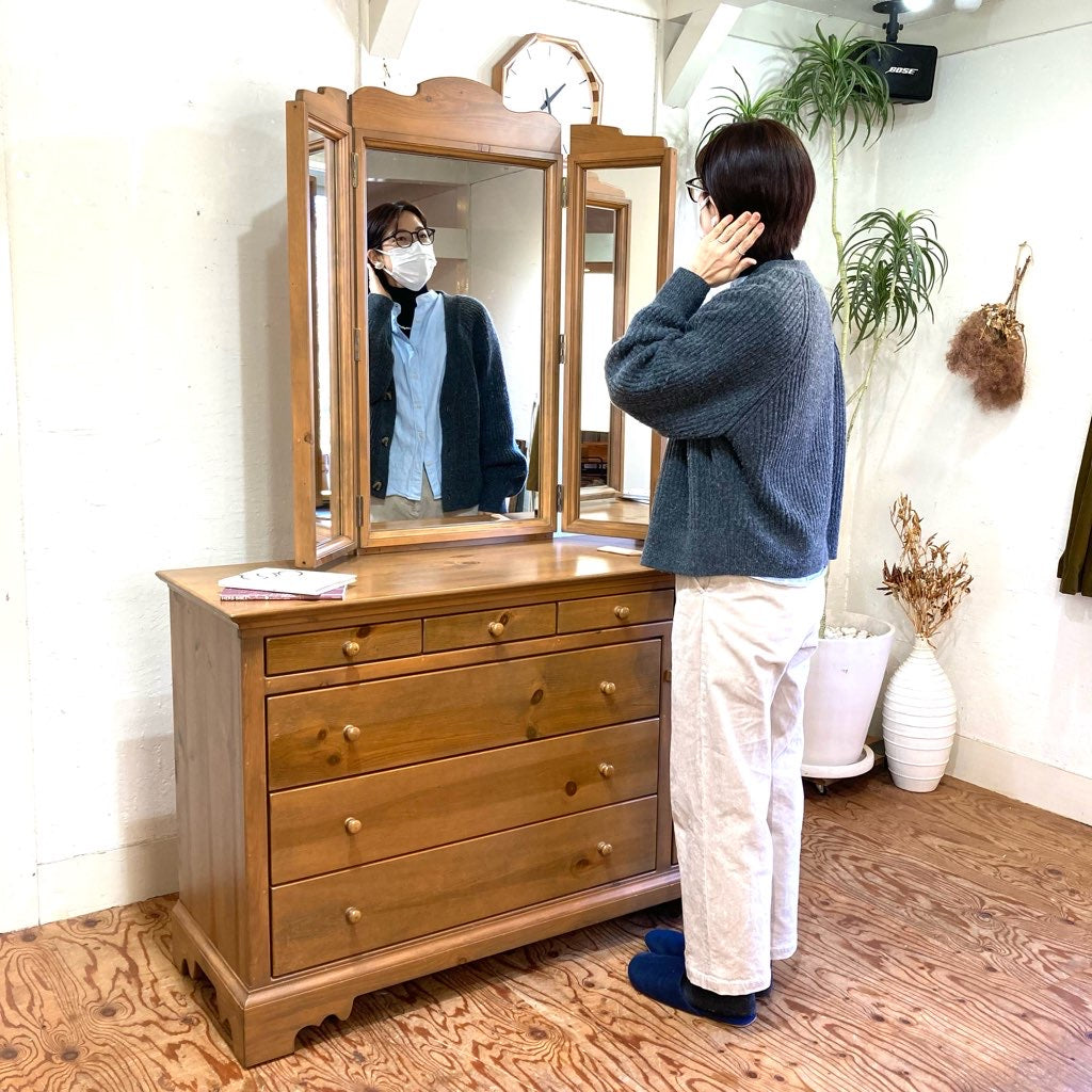 アンファン / enfant ドレッサー チェスト ミラー パイン材 カントリー 中古