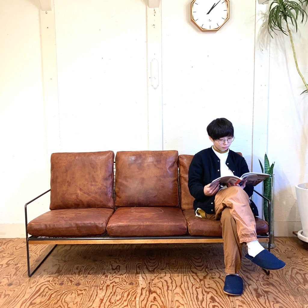 ハチカグ / HACHI KAGU 3人掛け ソファ WI 3P SOFA 牛革 8デザインオリジナルソファ 中古