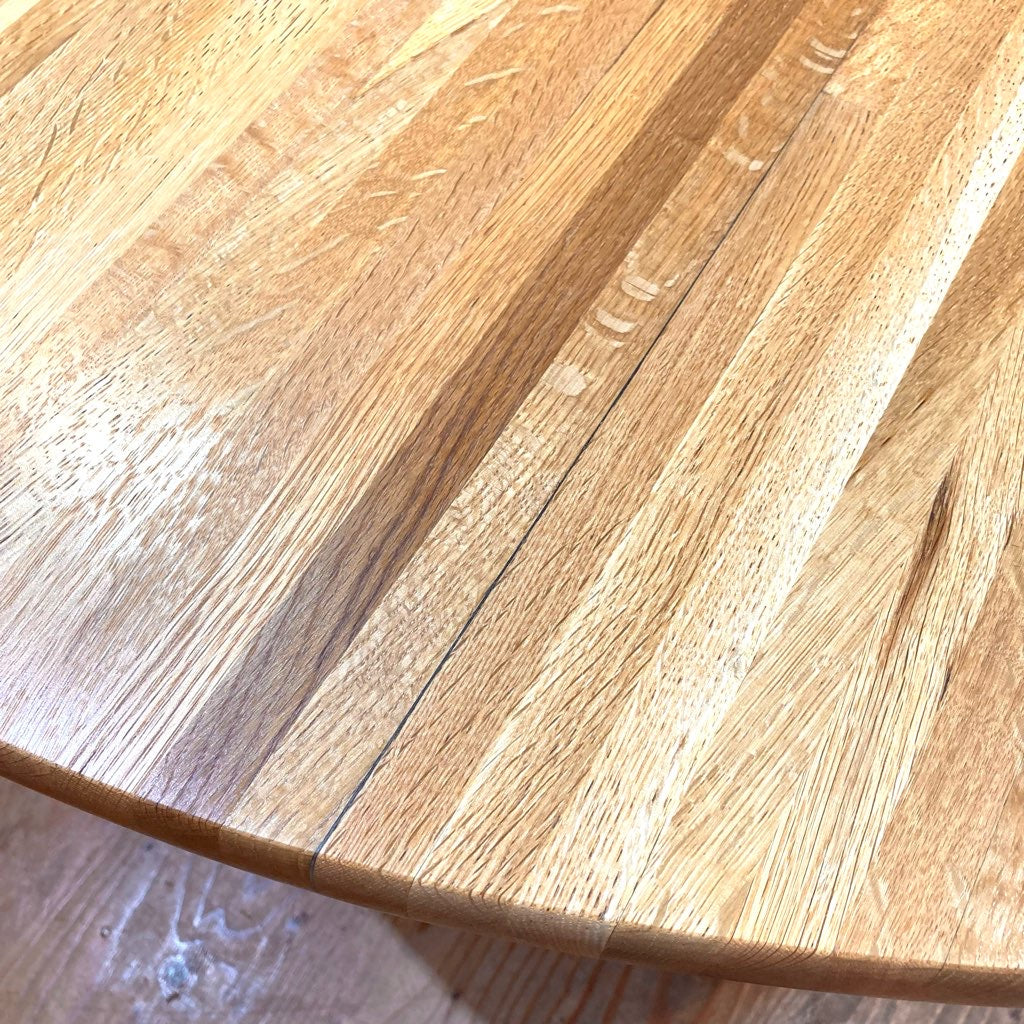 ラウンドテーブル ダイニングテーブル ナラ 無垢 集成材 130㎝ ヴィンテージ