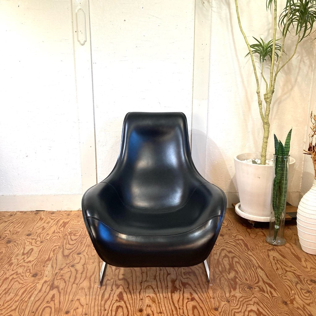 ビー&ビー イタリア / B&B Italia マート / Mart ラウンジチェア ブラック 本革 リクライニング 展示品