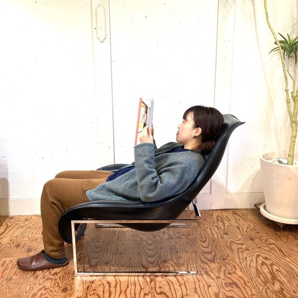 ビー&ビー イタリア / B&B Italia マート / Mart ラウンジチェア ブラック 本革 リクライニング 展示品