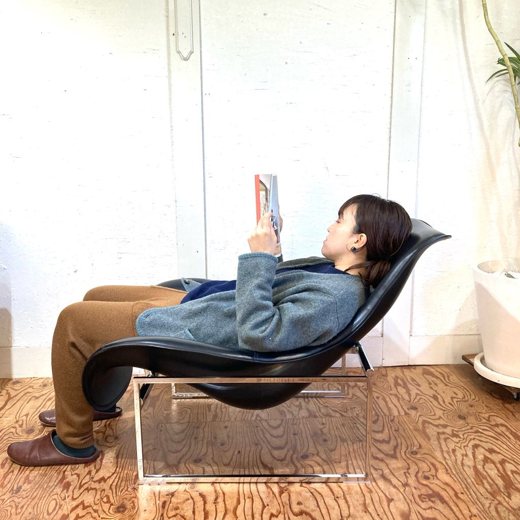 ビー&ビー イタリア / B&B Italia マート / Mart ラウンジチェア ブラック 本革 リクライニング 展示品