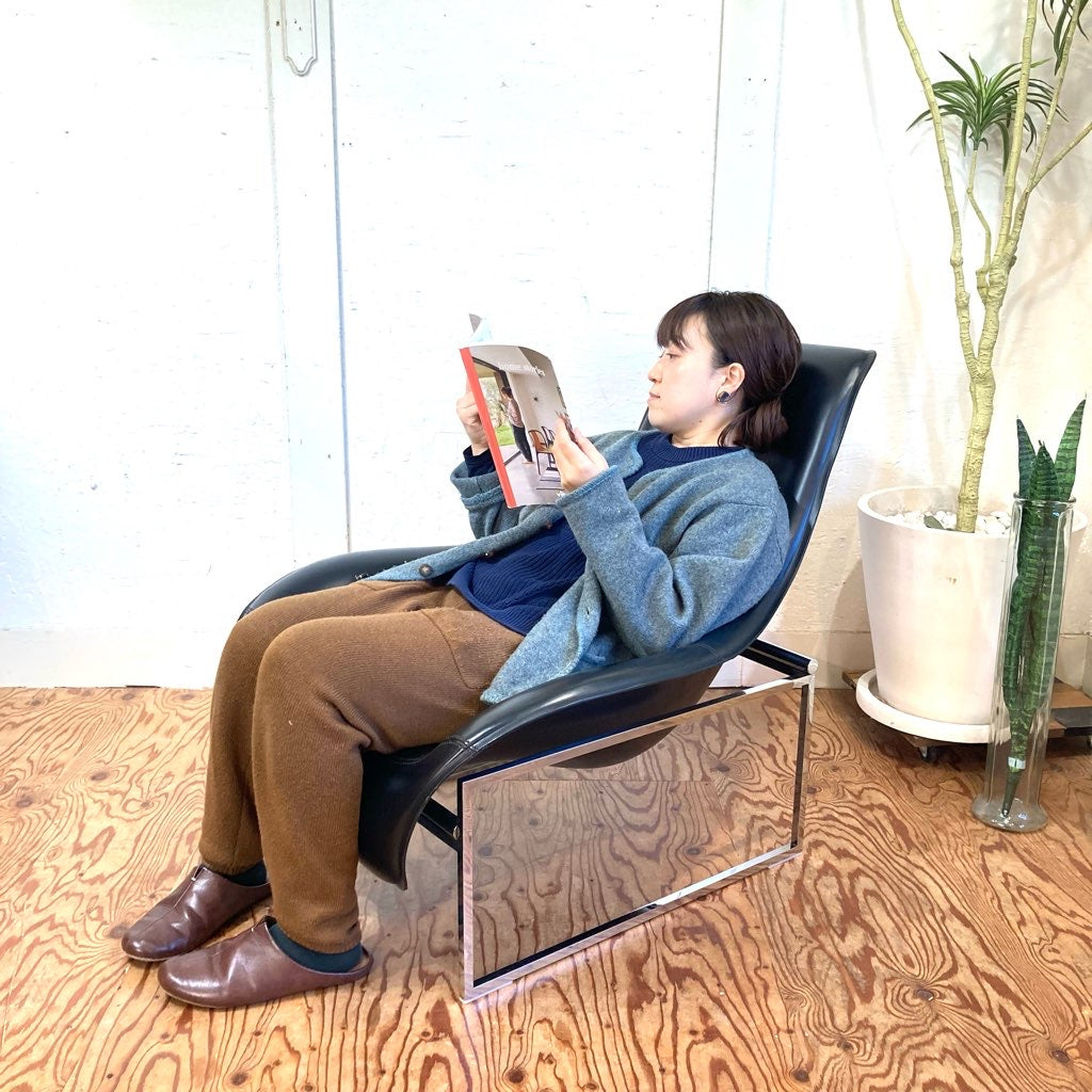 ビー&ビー イタリア / B&B Italia マート / Mart ラウンジチェア ブラック 本革 リクライニング 展示品