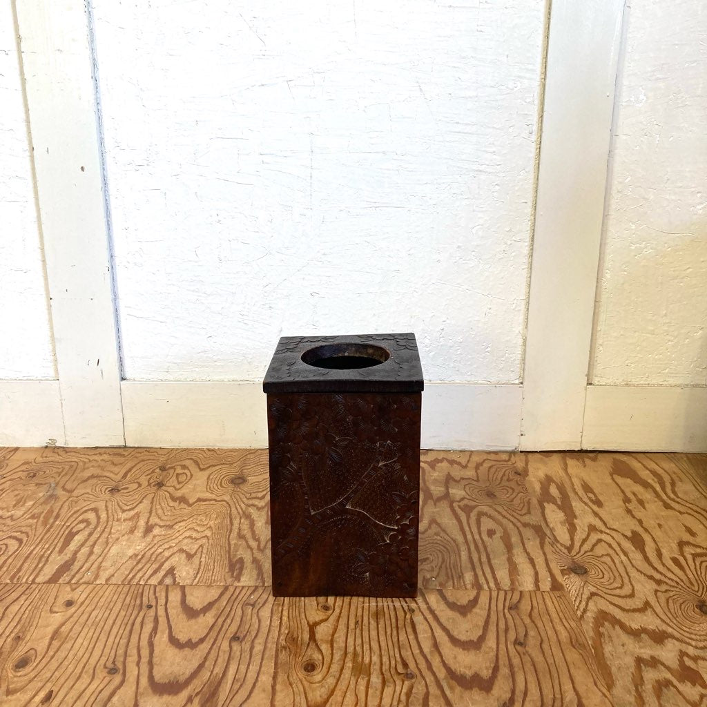 軽井沢彫り ダストボックス ゴミ箱 工芸品 中古