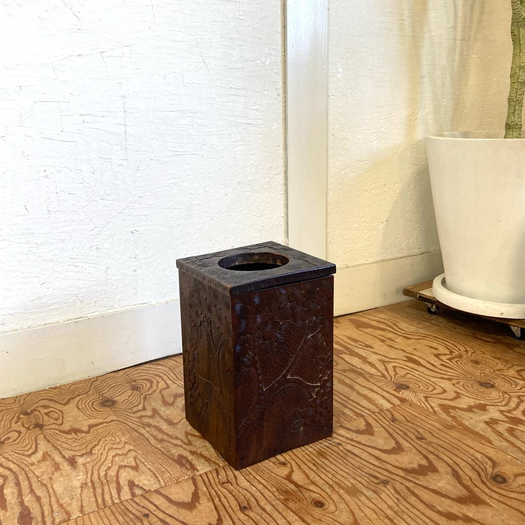 軽井沢彫り ダストボックス ゴミ箱 工芸品 中古