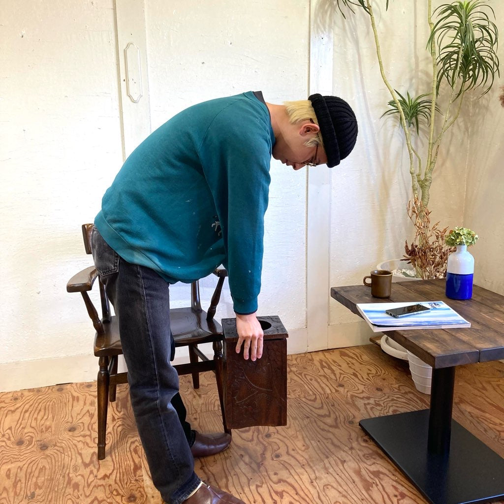 軽井沢彫り ダストボックス ゴミ箱 工芸品 中古