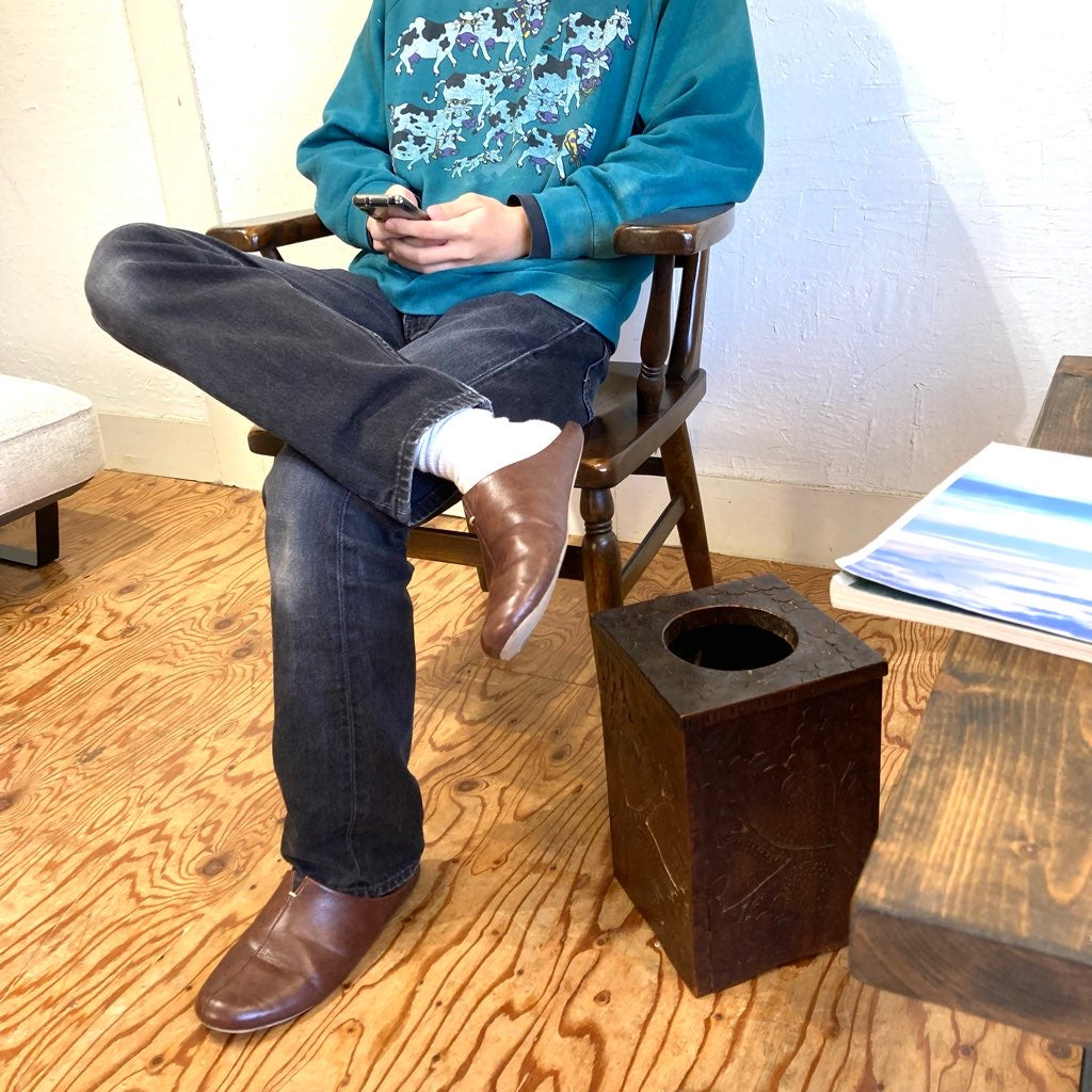 軽井沢彫り ダストボックス ゴミ箱 工芸品 中古