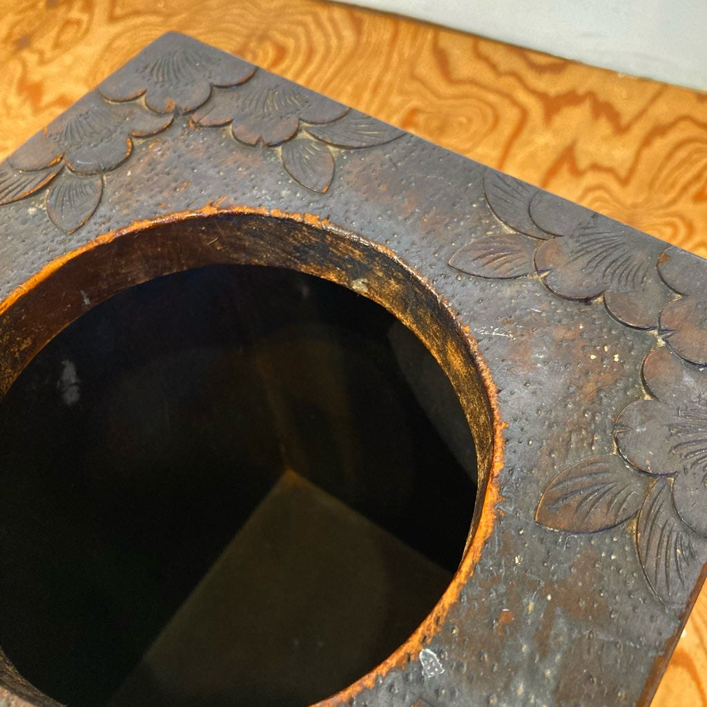 軽井沢彫り ダストボックス ゴミ箱 工芸品 中古