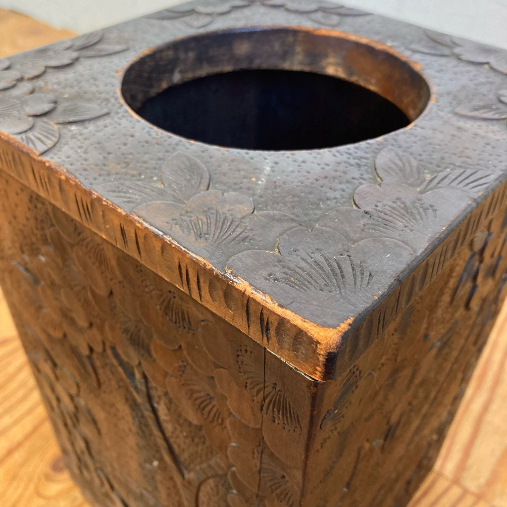 軽井沢彫り ダストボックス ゴミ箱 工芸品 中古