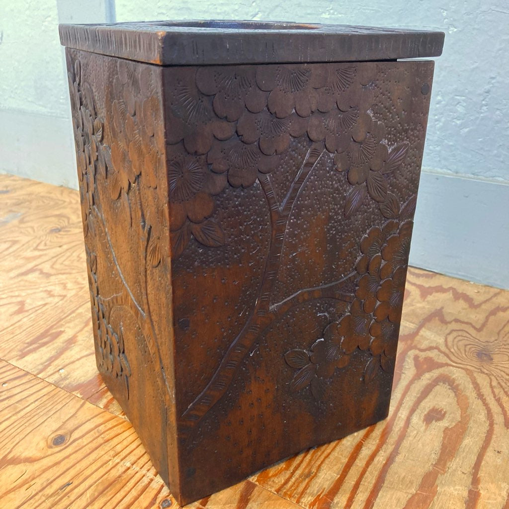 軽井沢彫り ダストボックス ゴミ箱 工芸品 中古