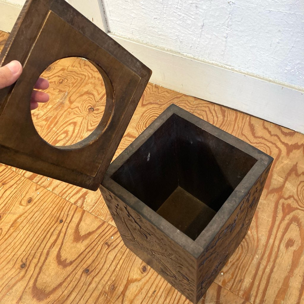 軽井沢彫り ダストボックス ゴミ箱 工芸品 中古