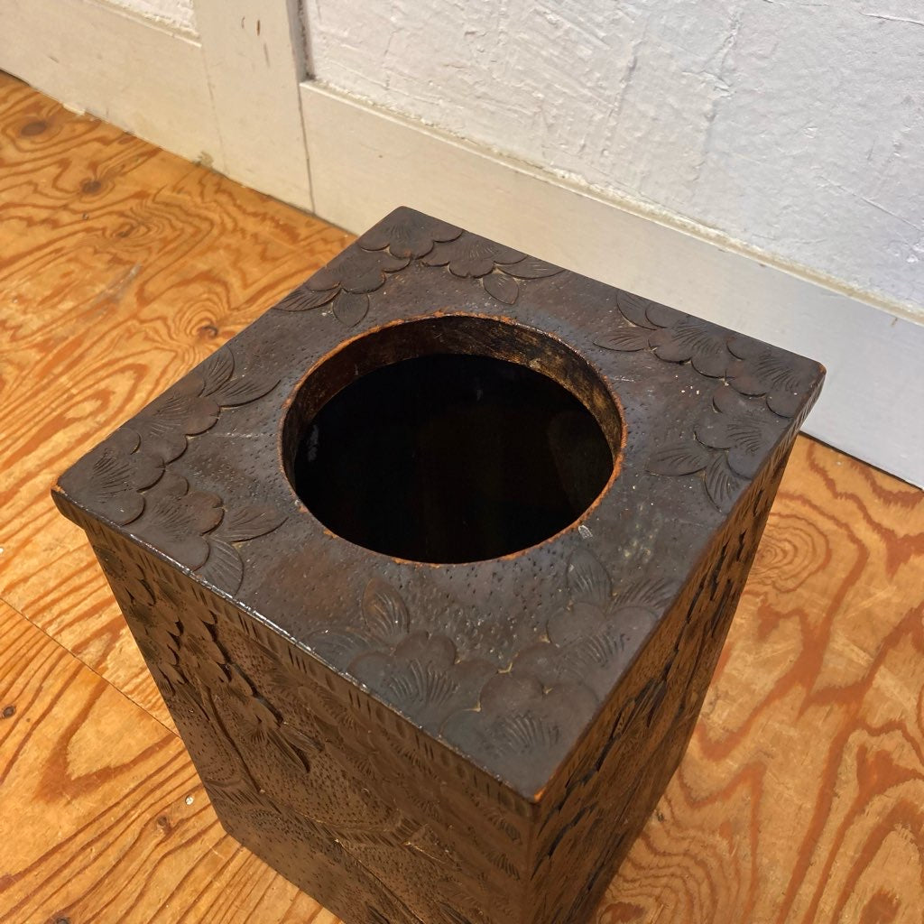 軽井沢彫り ダストボックス ゴミ箱 工芸品 中古