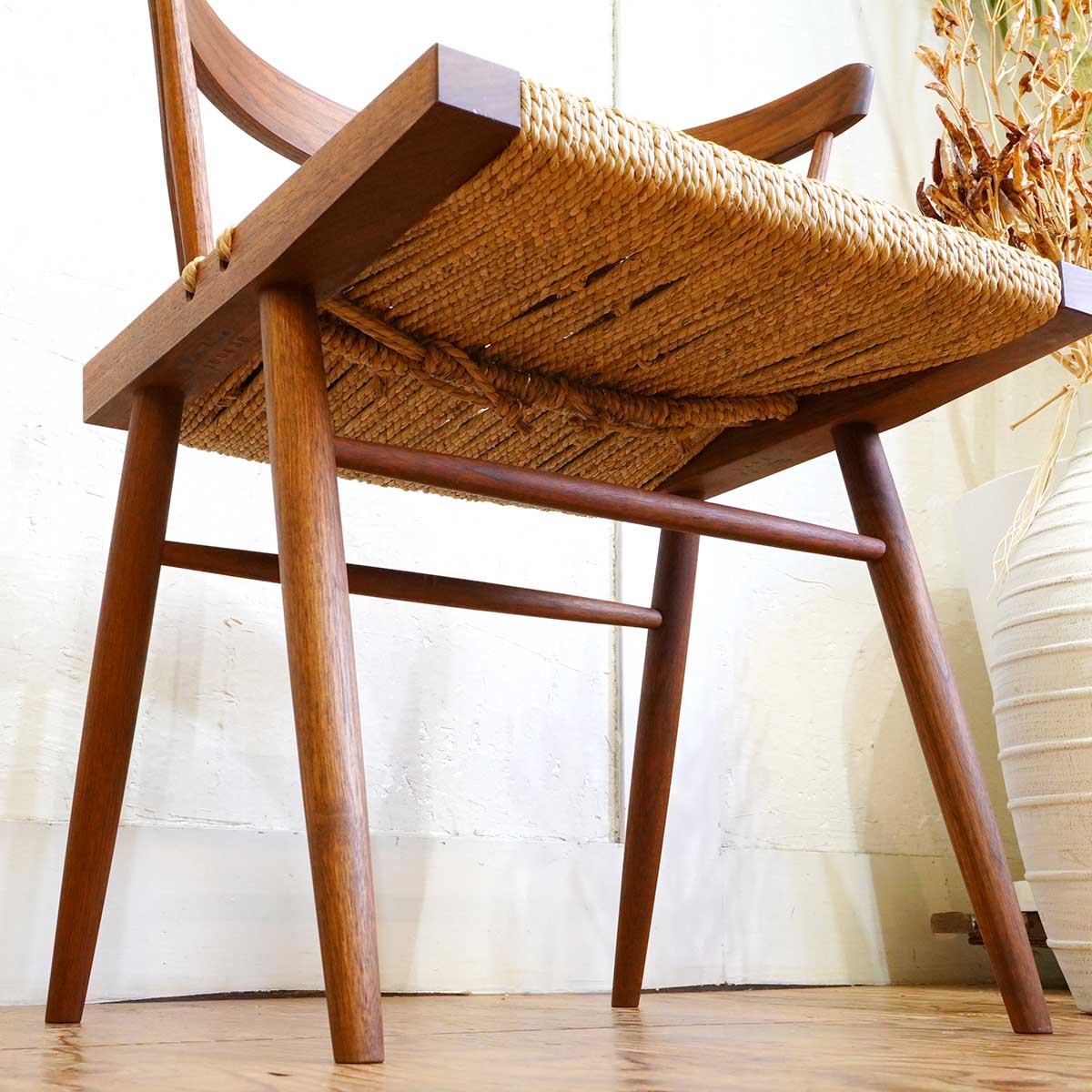 桜製作所  グラスシートチェア ジョージ・ナカシマ い草 ウォールナット ダイニングチェア 中古