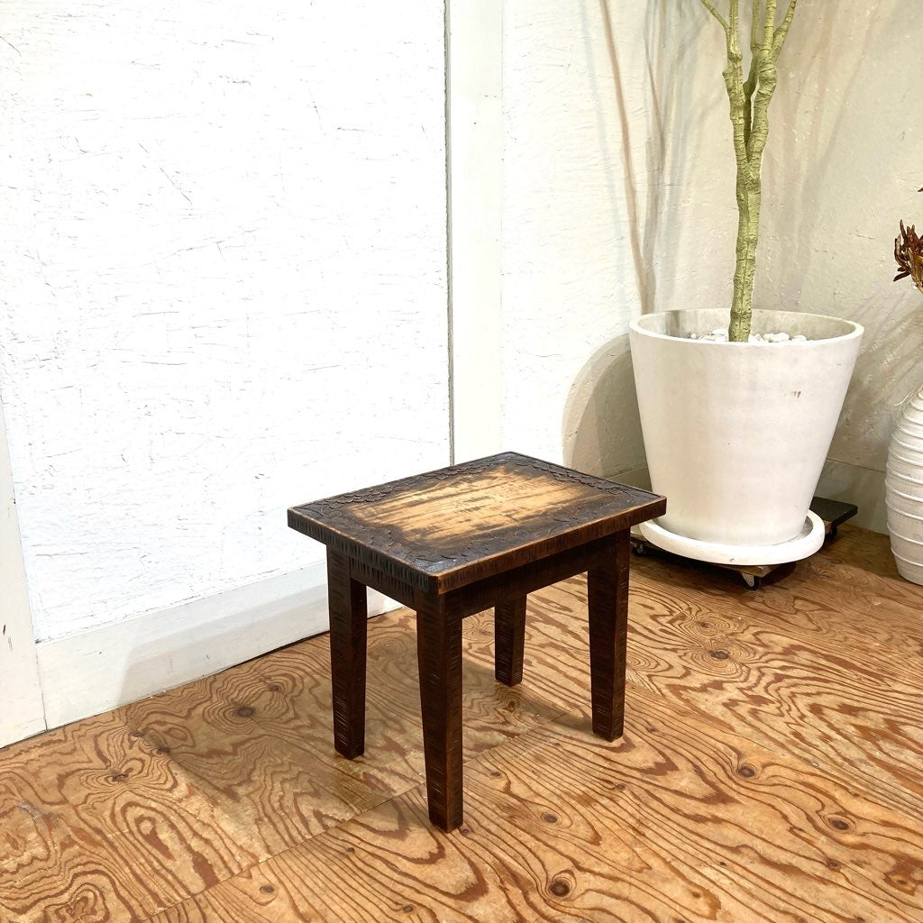 軽井沢彫り サイドテーブル スツール 中古
