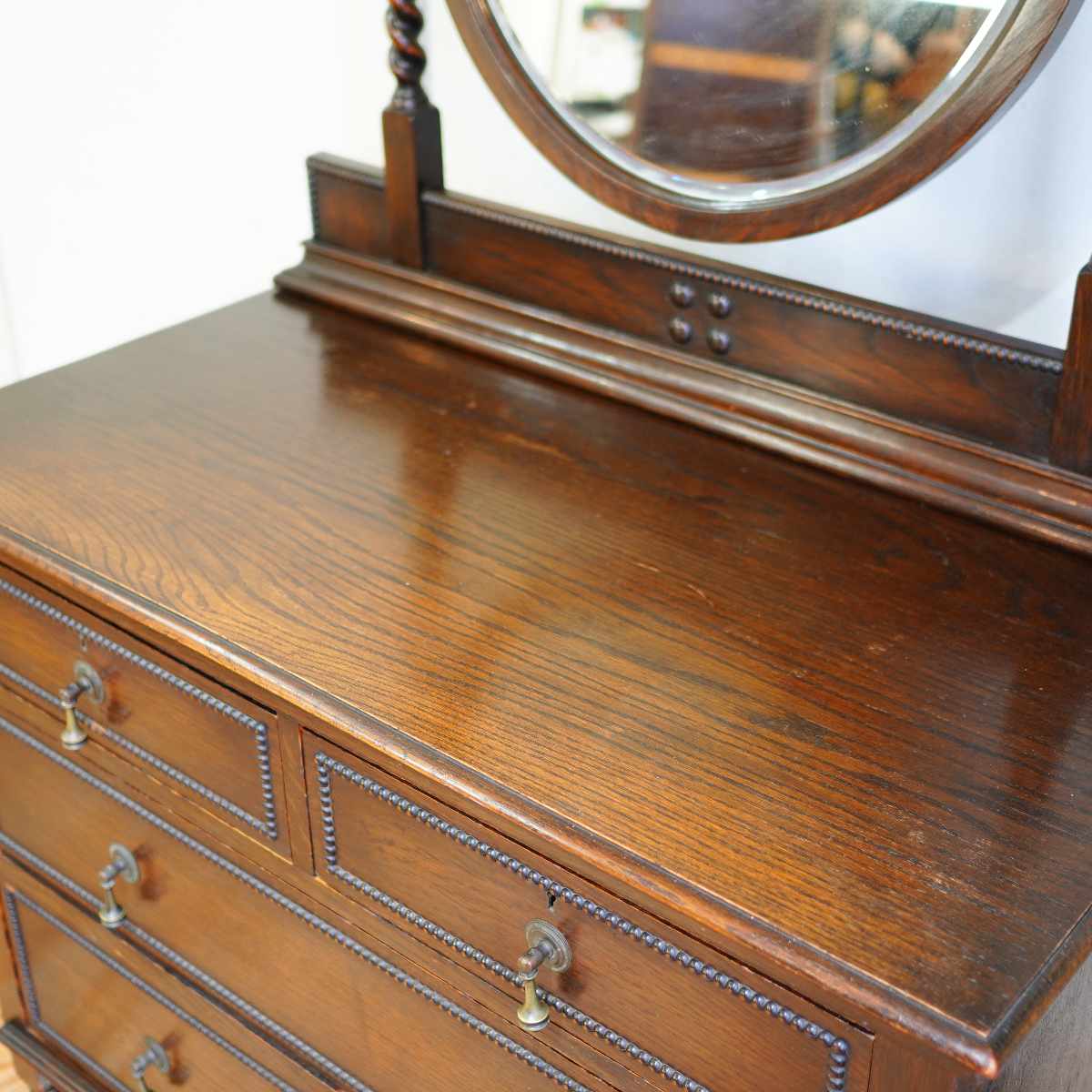 英国アンティーク ミラーチェスト ドレッサー キャビネット アンティーク