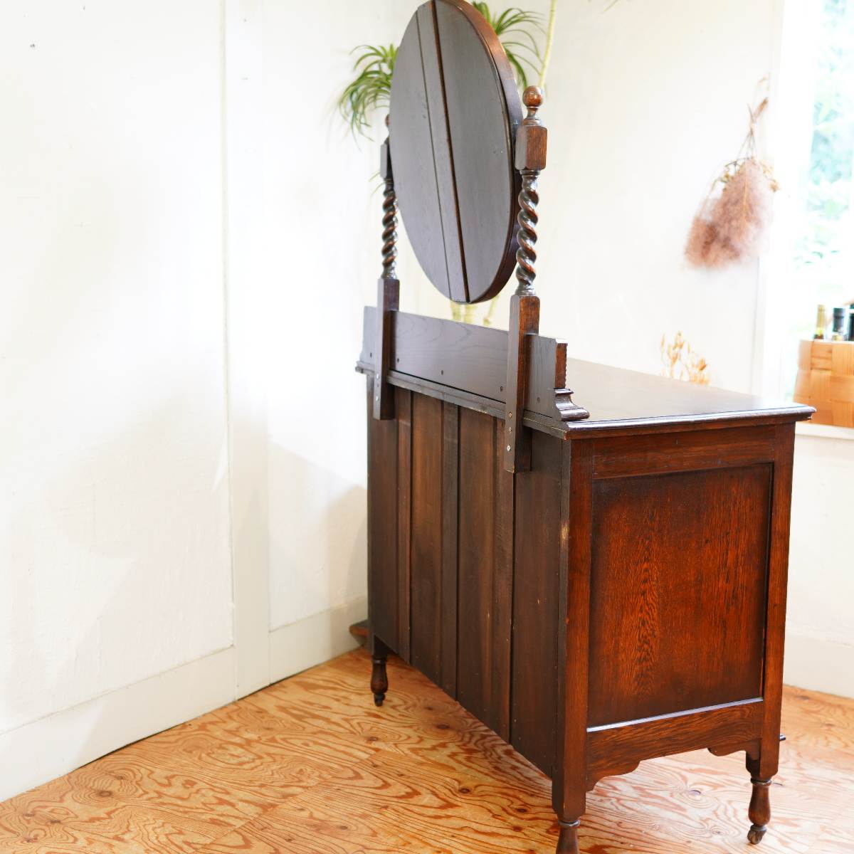 英国アンティーク ミラーチェスト ドレッサー キャビネット アンティーク