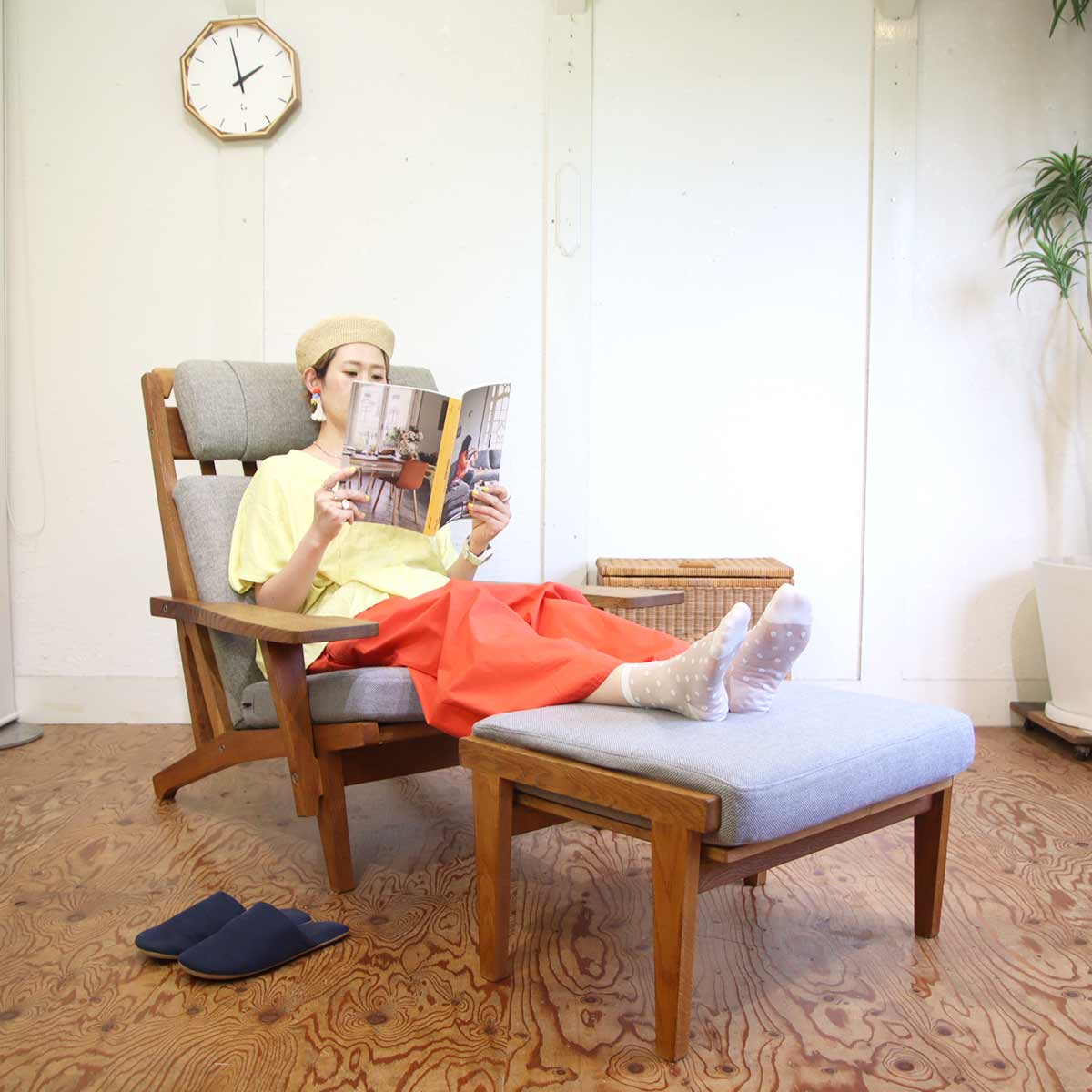 ゲタマ / GETAMA GE375 イージーチェア&オットマン ハンス J. ウェグナー ヴィンテージ 北欧デンマーク