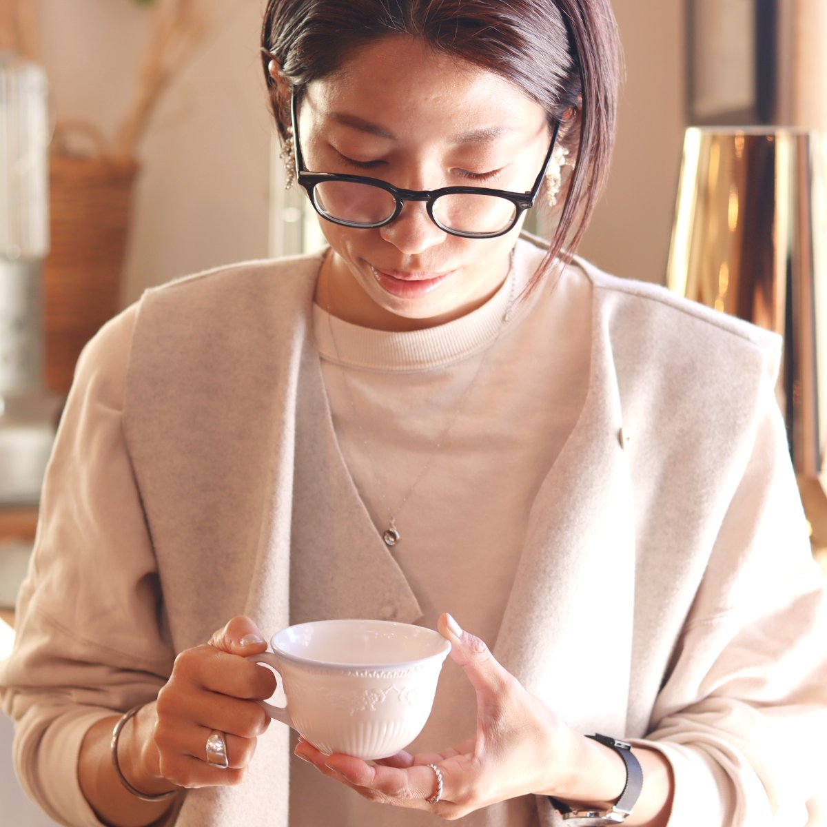 ファイヤーキング / Fire King カップ&ソーサー アリス ヴィトロック ブルートリム ヴィンテージ