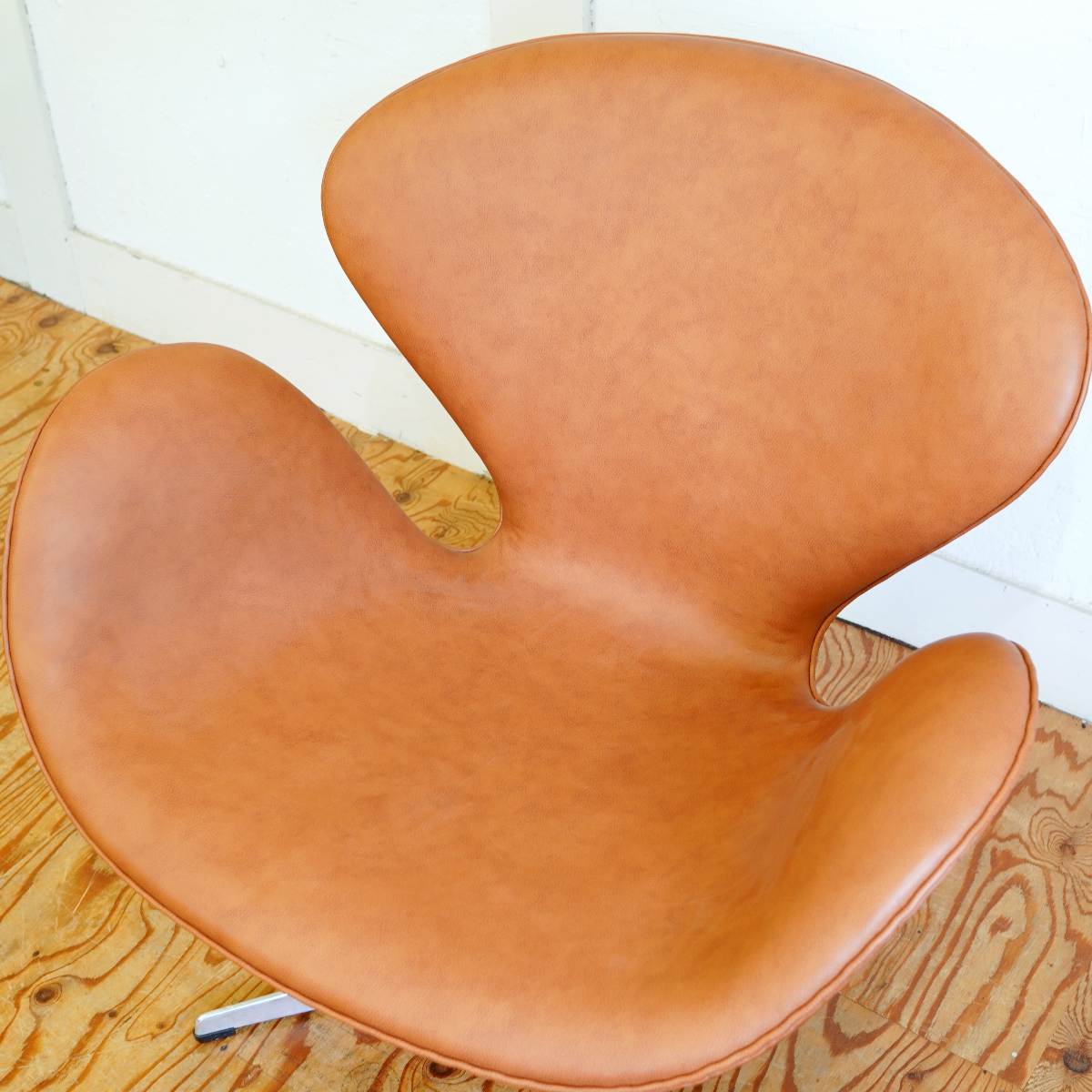 フリッツ・ハンセン / FRITZ HANSEN スワンチェア / SWAN 【1】本革 ブラウンレザー アルネ・ヤコブセン 張替え済 ヴィンテージ