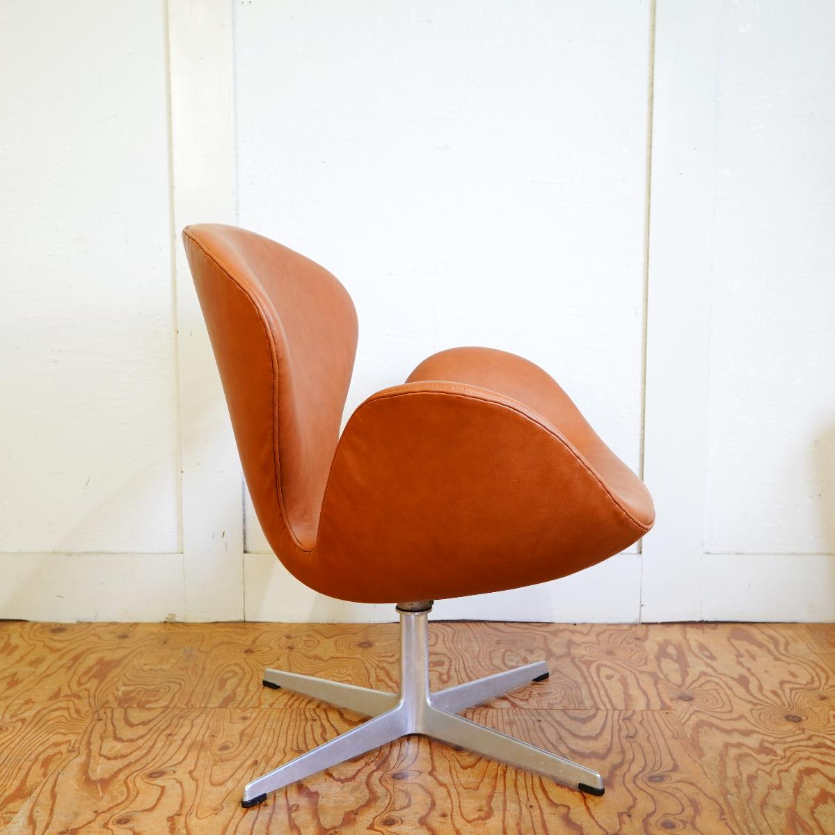 フリッツ・ハンセン / FRITZ HANSEN スワンチェア / SWAN 【1】本革 ブラウンレザー アルネ・ヤコブセン 張替え済 ヴィンテージ