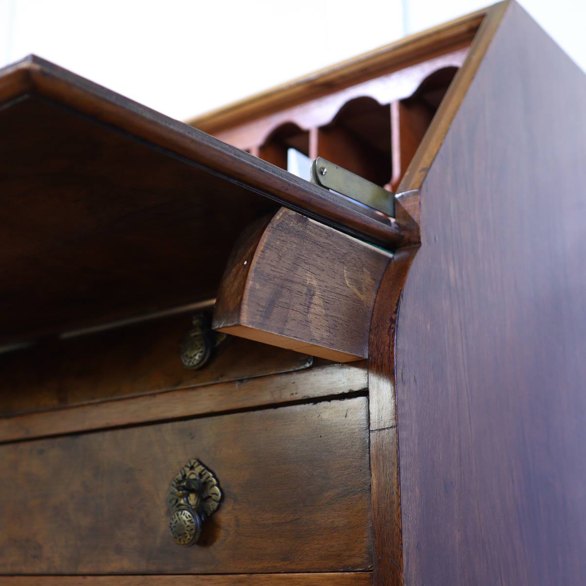 ライティングビューロー チェスト デスク ヴィクトリア ネコ脚 アンティーク