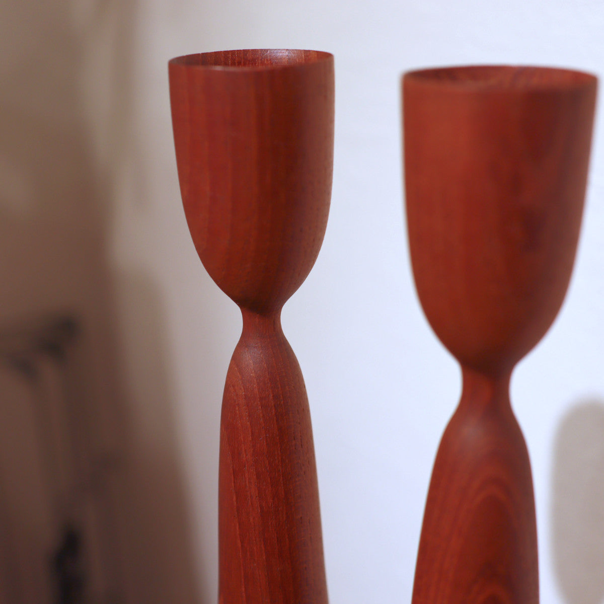 チーク材キャンドルスタンド 2本セット 北欧 中古