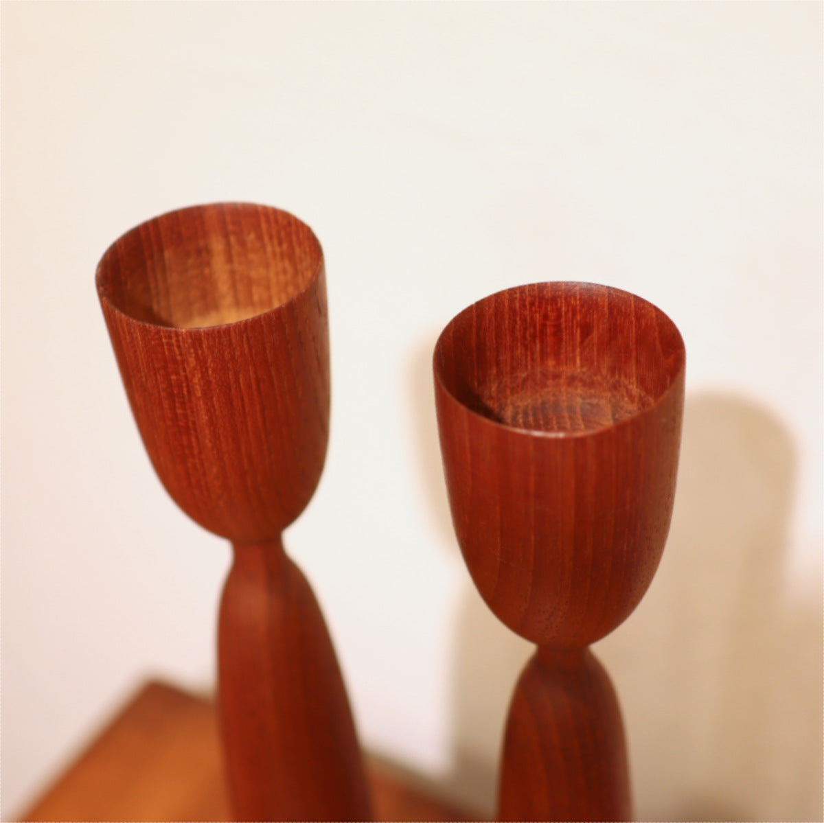 チーク材キャンドルスタンド 2本セット 北欧 中古