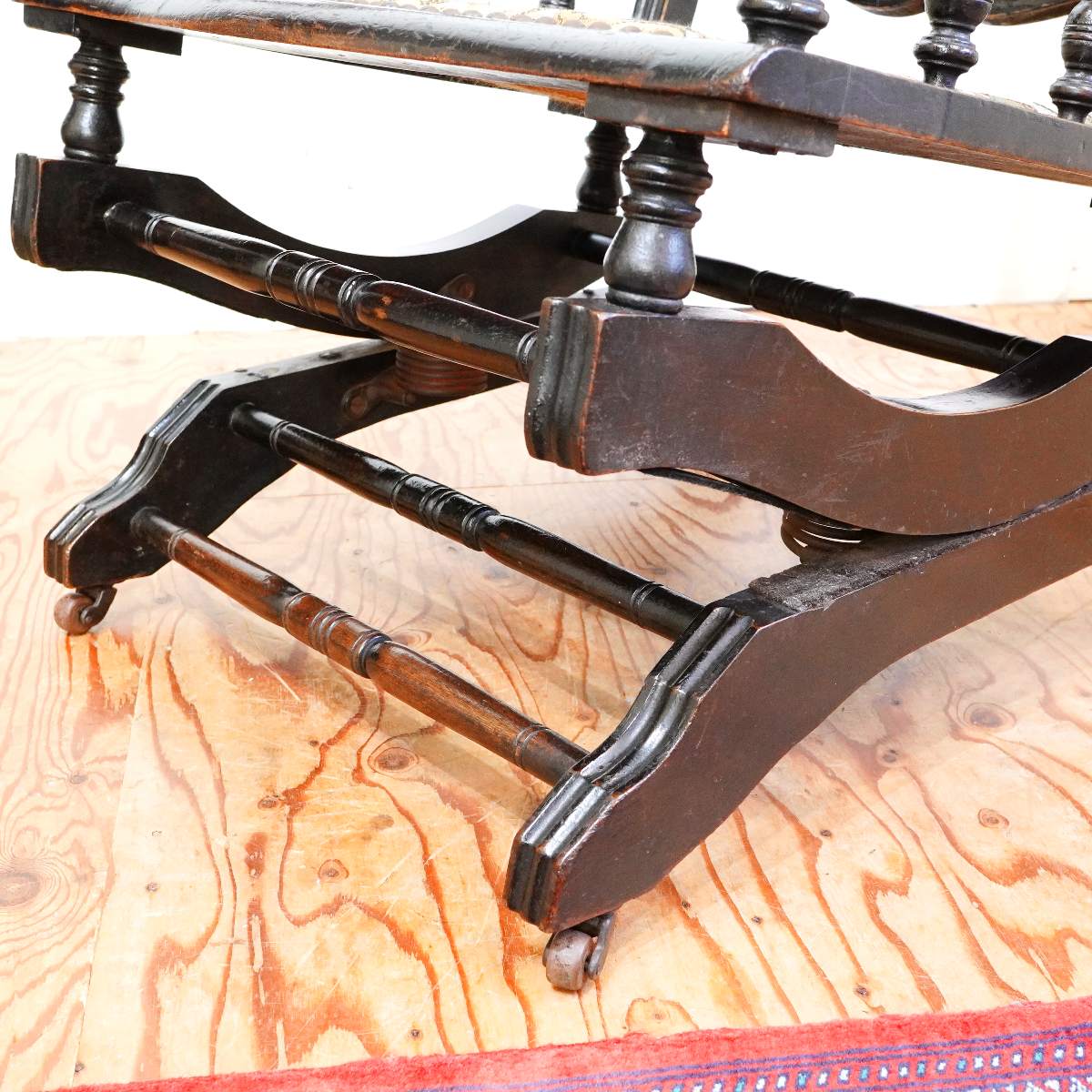 英国アンティーク スプリング式 ロッキングチェア エドワーディアン様式 中古